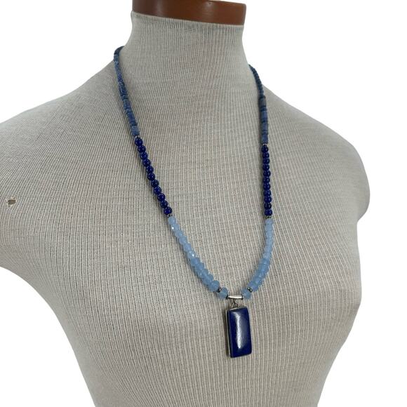 Hand Craft Lapis, Sodalite, Blue Chalcedony Stone beaded 24 inch necklace - Picture 1 of 7